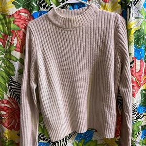 Pale Pink Mock Neck Knit Sweater